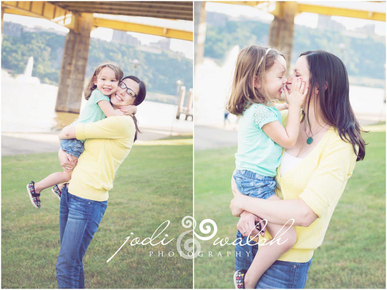 Pittsburgh bridges mother and daughter, North Shore family photos