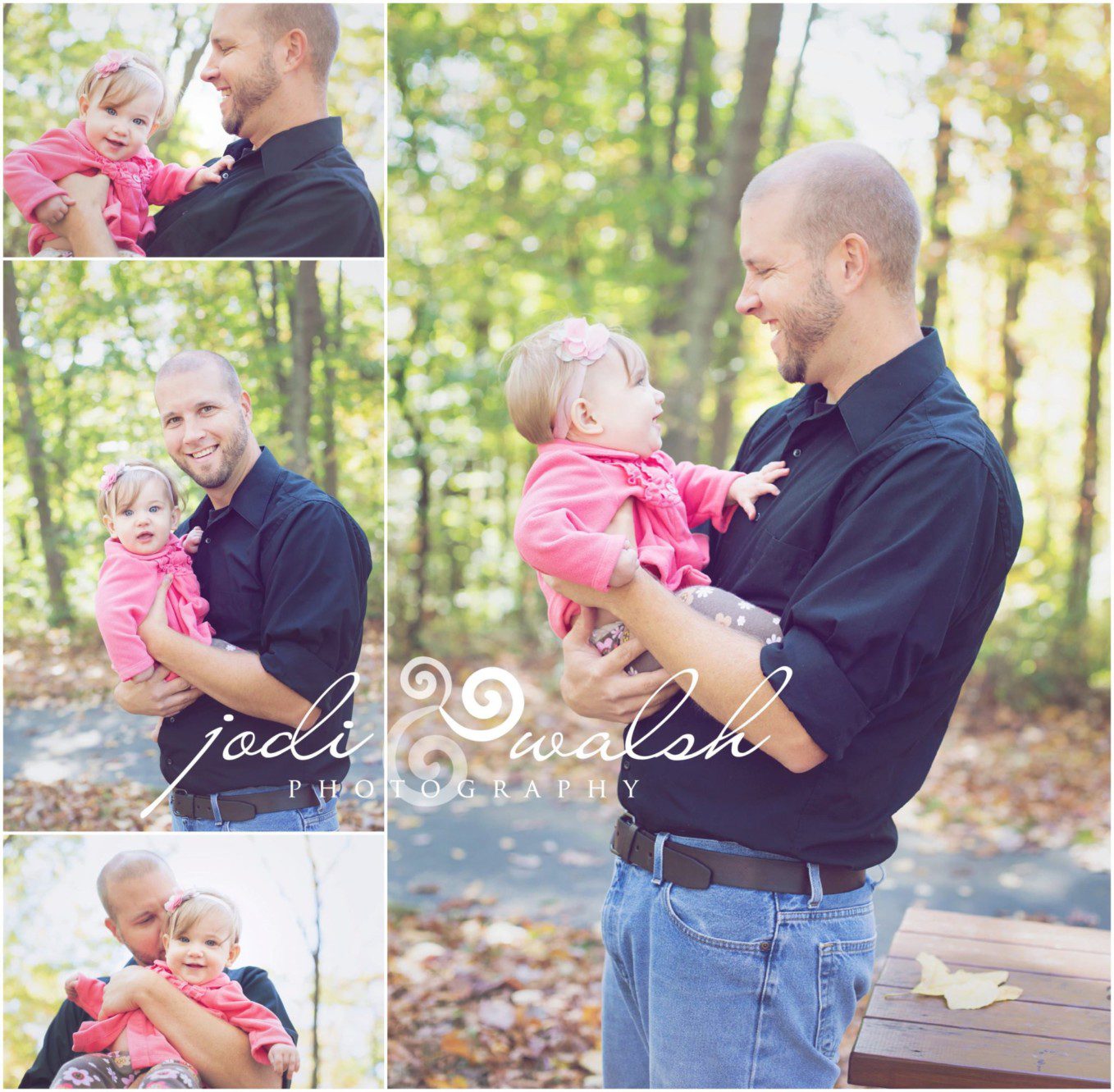 dad and baby girl together in the leaves