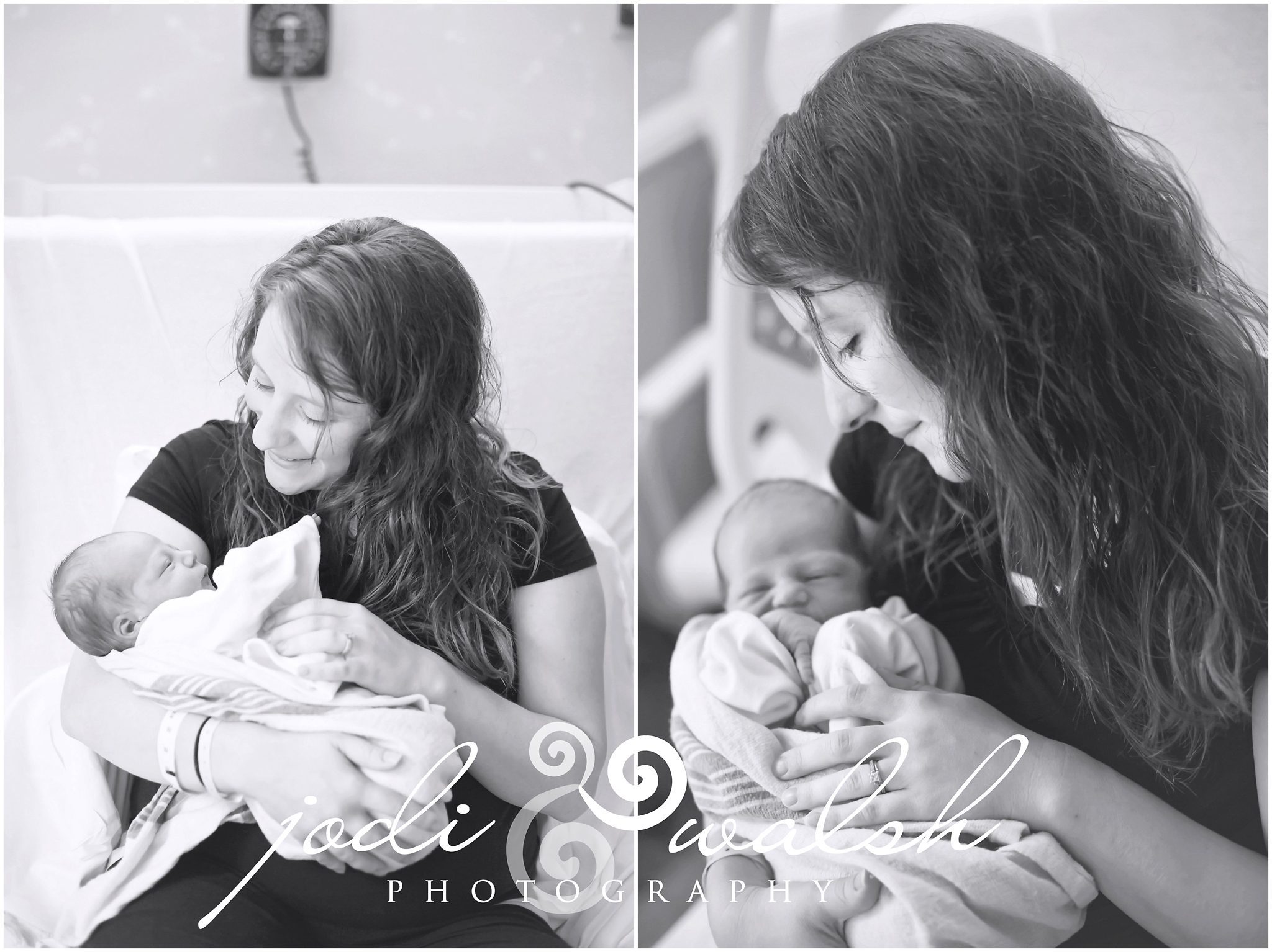 newborn, Fresh48, new mommy, hospital family photos, black and white