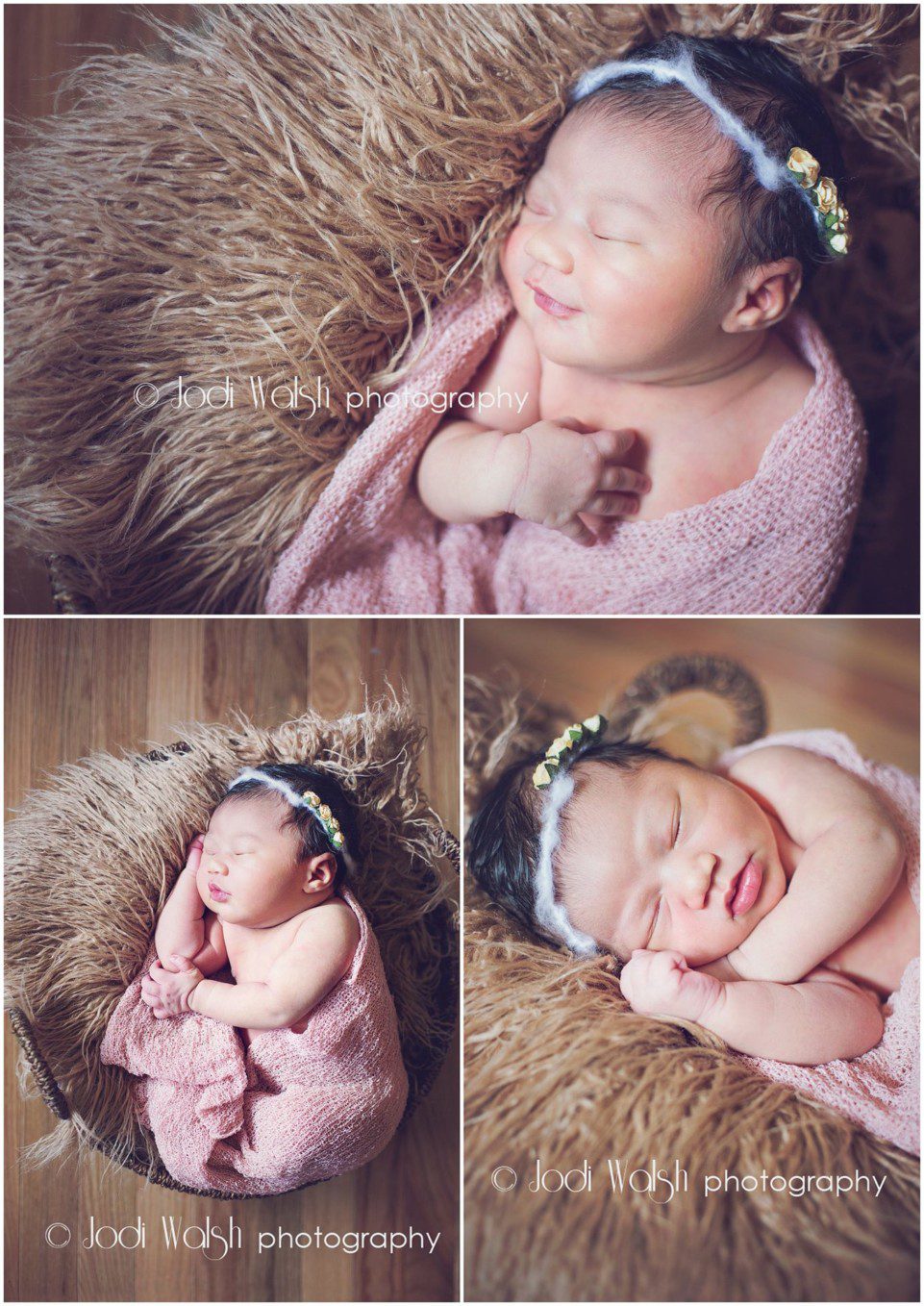 newborn girl, pinks and browns