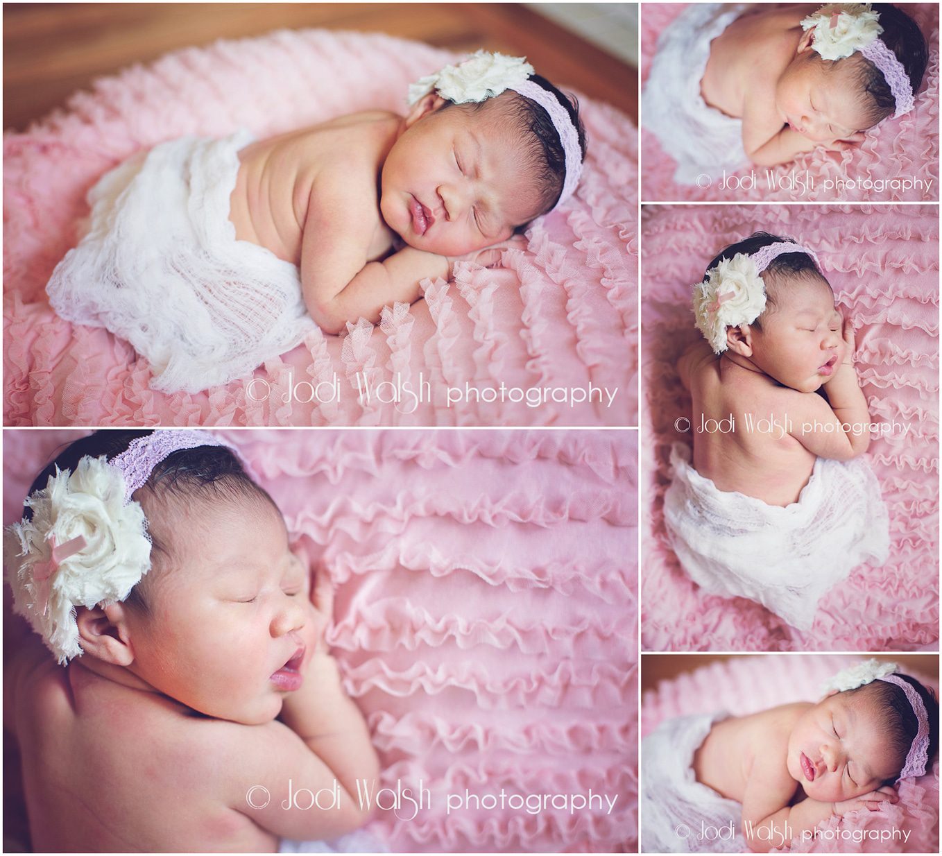 newborn girl, pinks and whites