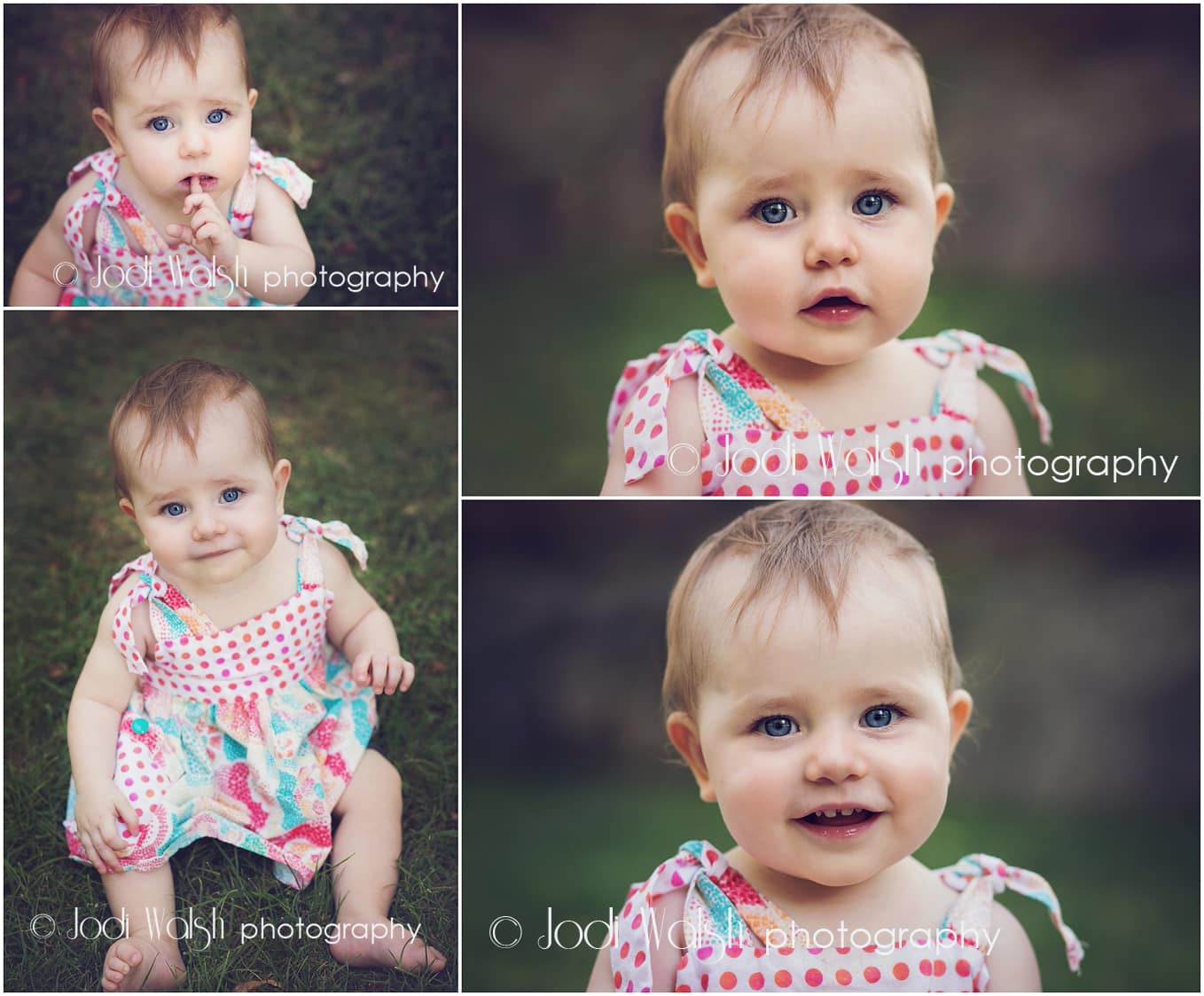 baby girl faces, pink dot dress