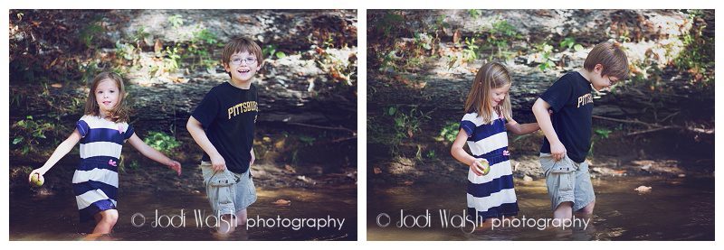 kids wading in Pittsburgh creek