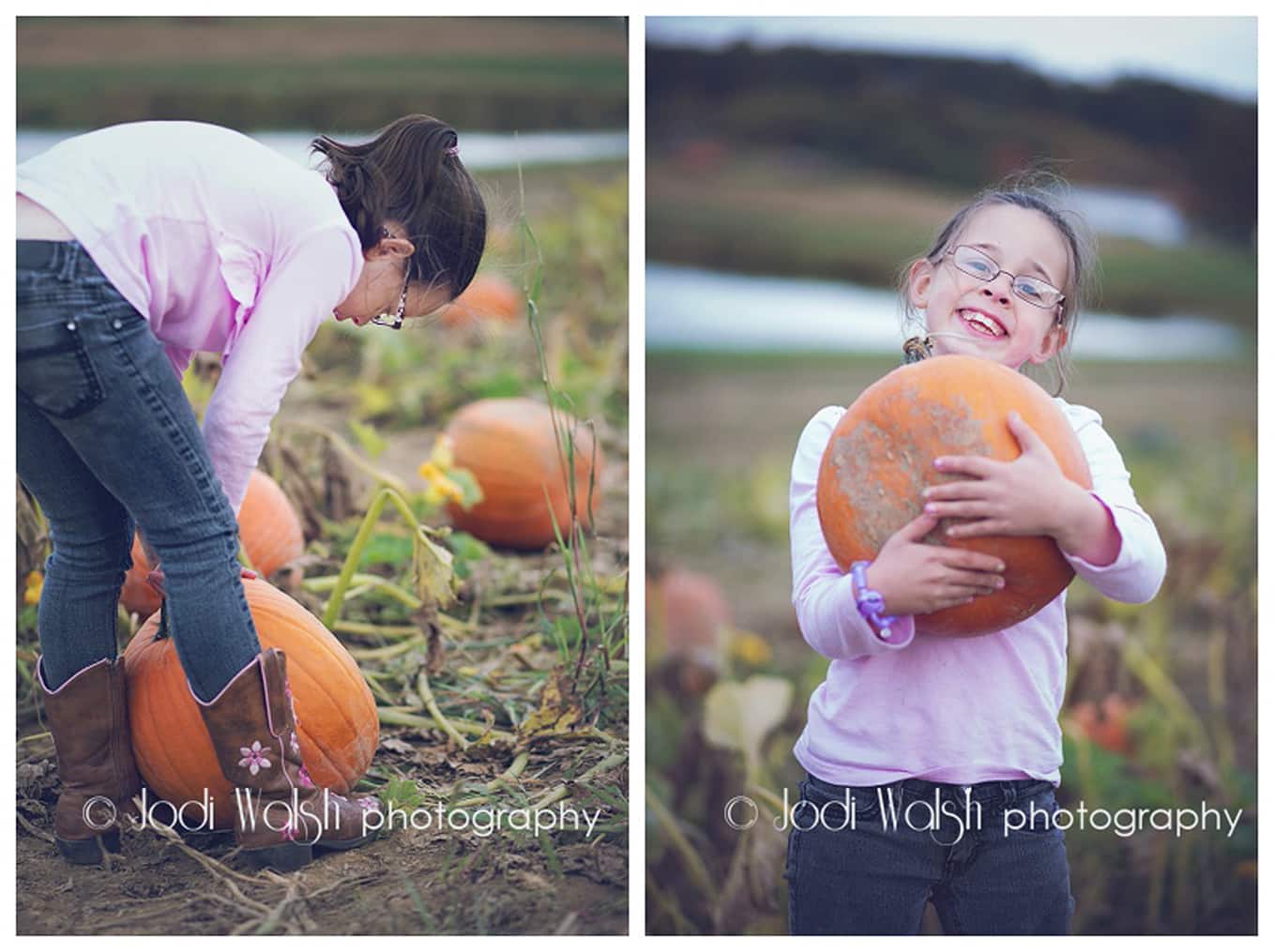 girl picking pumpkin, Pittsburgh