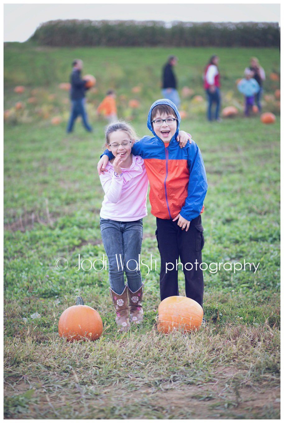 pumpkin patch, brother and sister