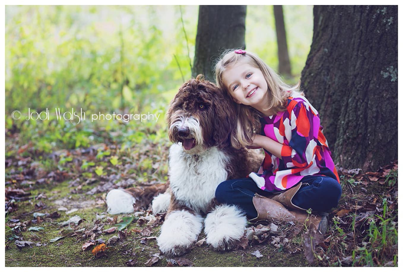 a girl and her dog, labradoodle, lFranklin Park, Pittsburgh
