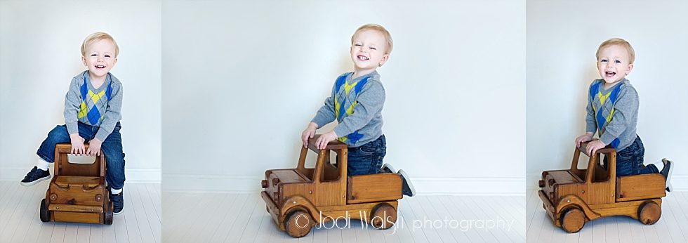 toddler boy, wooden truck, in-home studio, North Hills, Pittsburgh, Jodi Walsh Photography