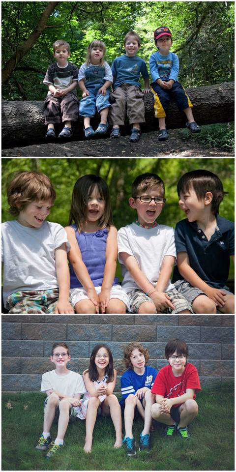 four kids at age 4, at age 6 and at age 10
