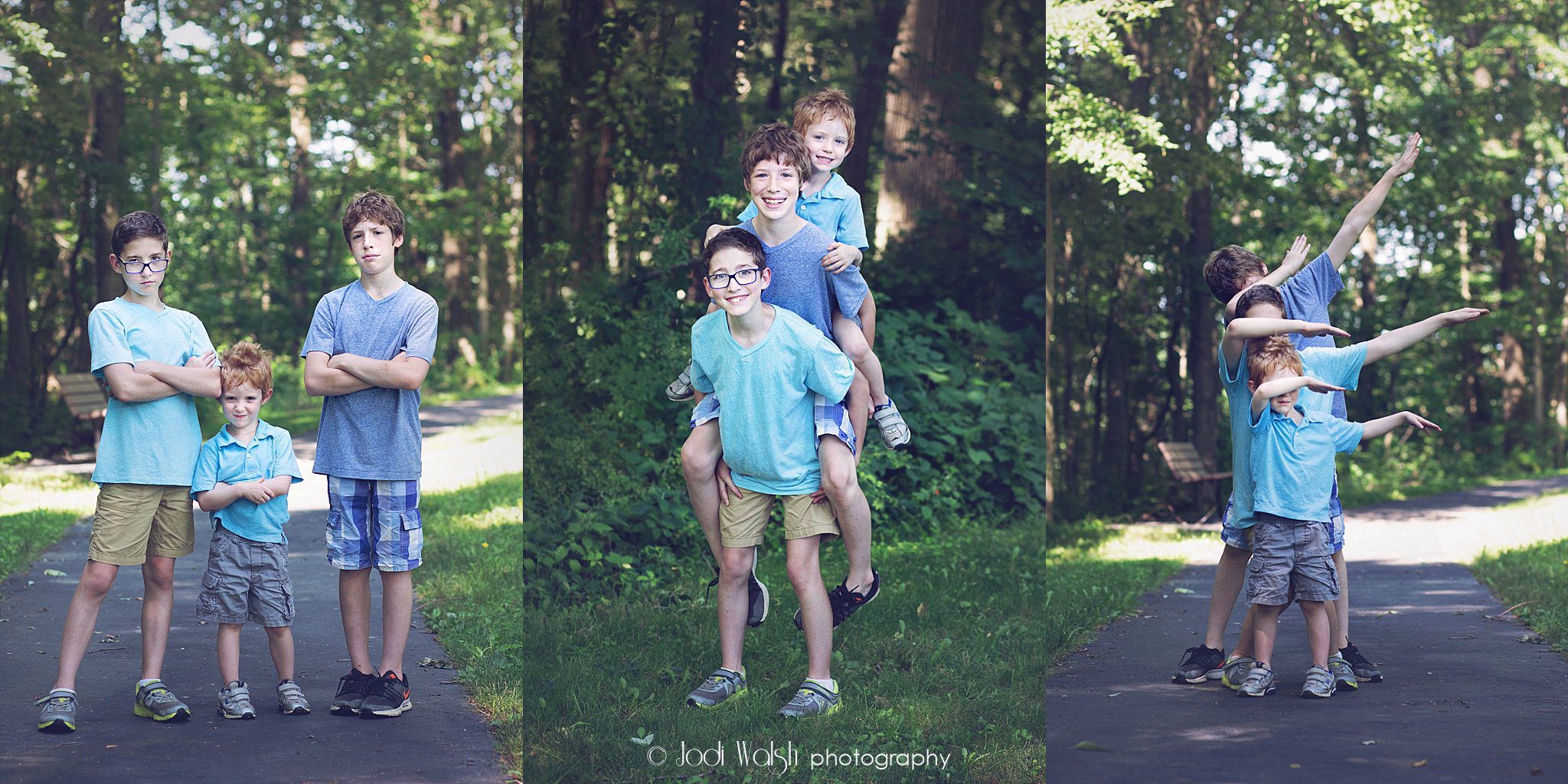 portrait session with brothers in silly poses