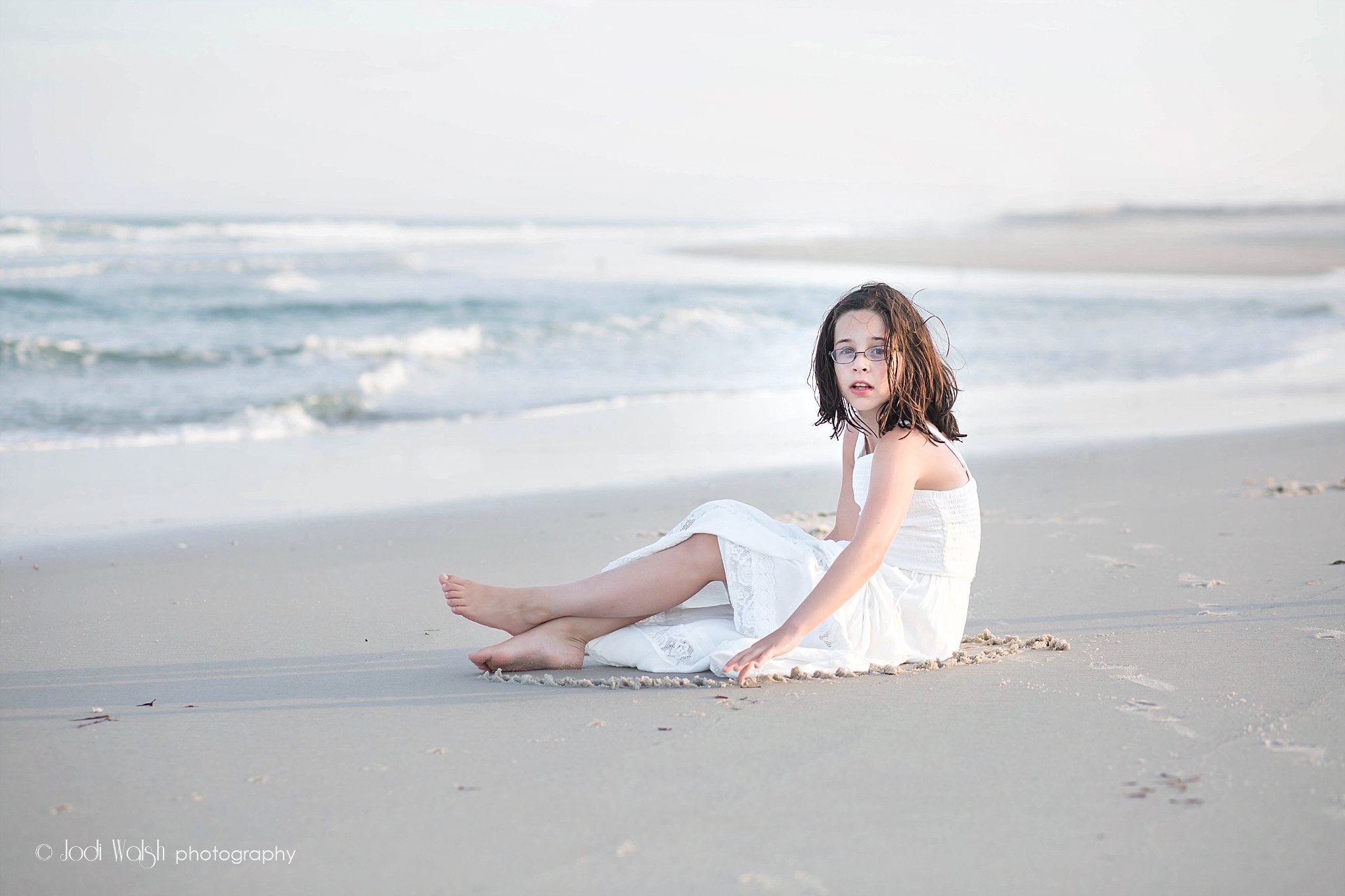 beach girl in white dress, Long Beach Island New Jersey