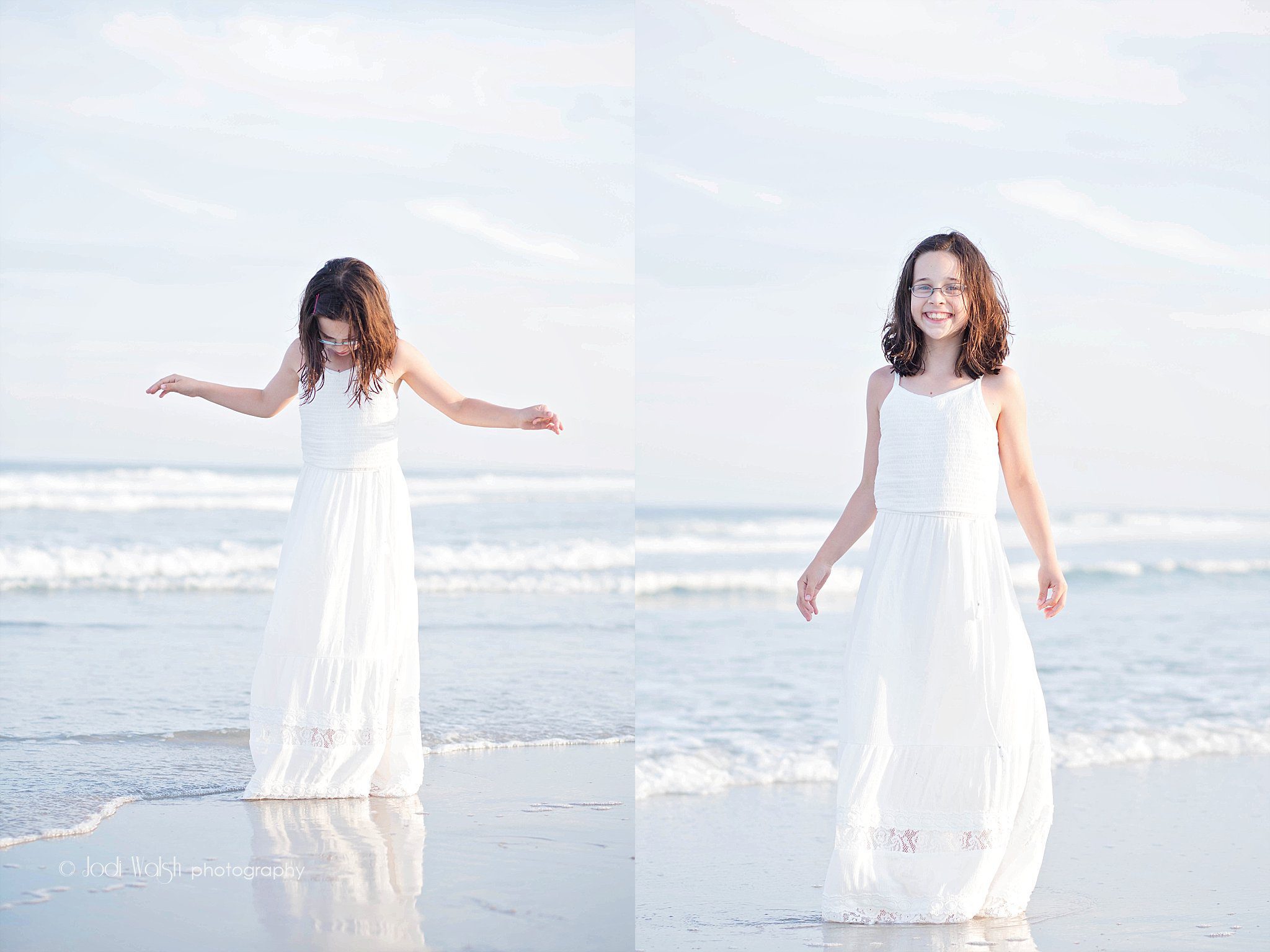girl in white dress on the beach, Long Beach Island New Jersey