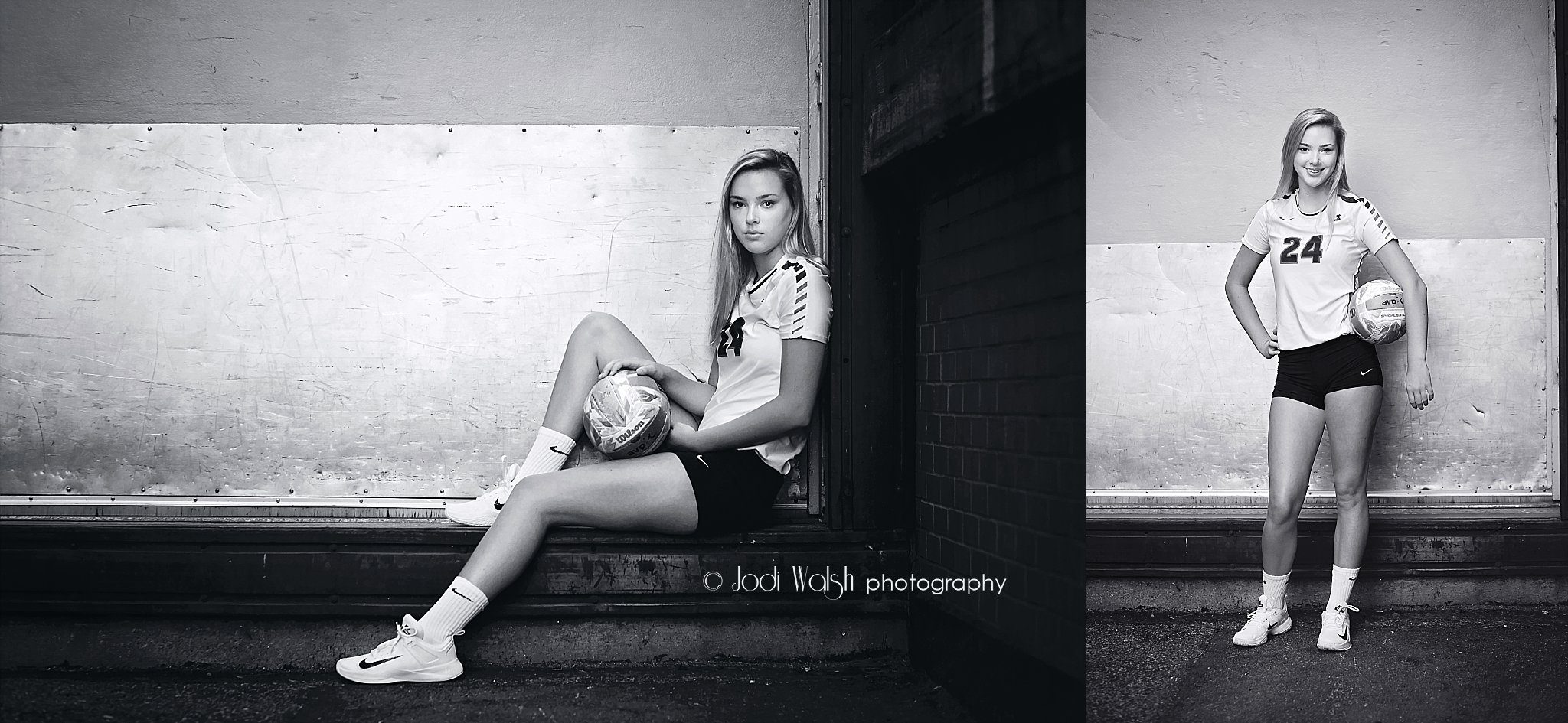 Pittsburgh urban teen portrait session in volleyball uniform