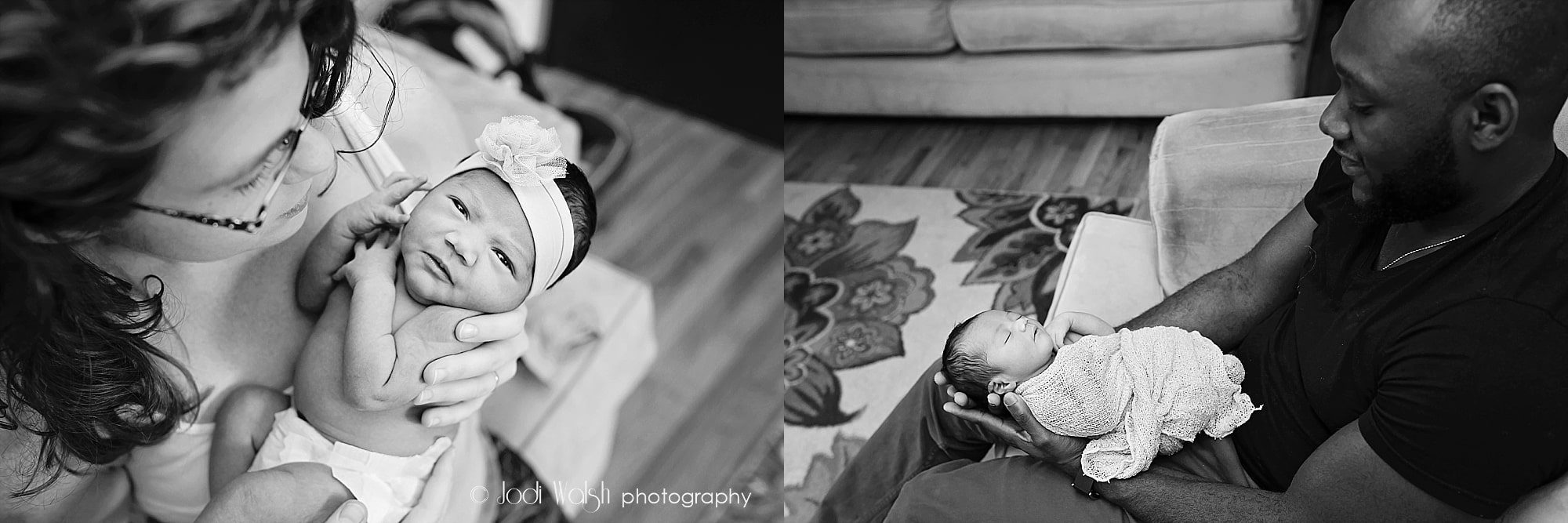 Pittsburgh documentary style portrait session with mother, father and newborn baby girl