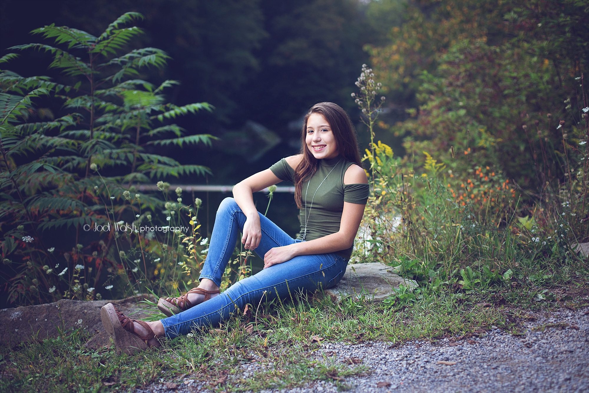 portrait of tween girl by Slippery Rock Creek at McConnells Mills State Park