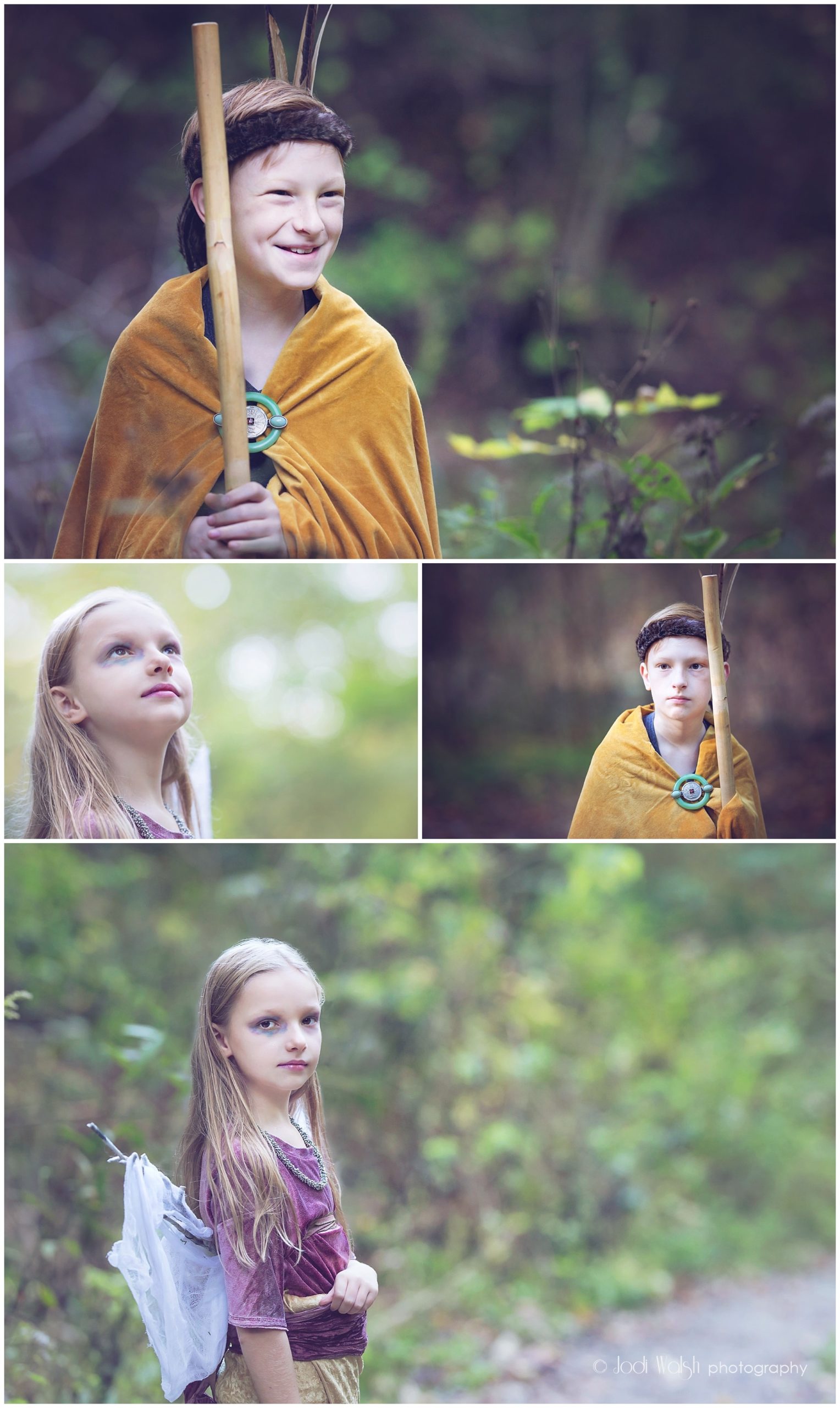 brother and sister, magical family session in the woods