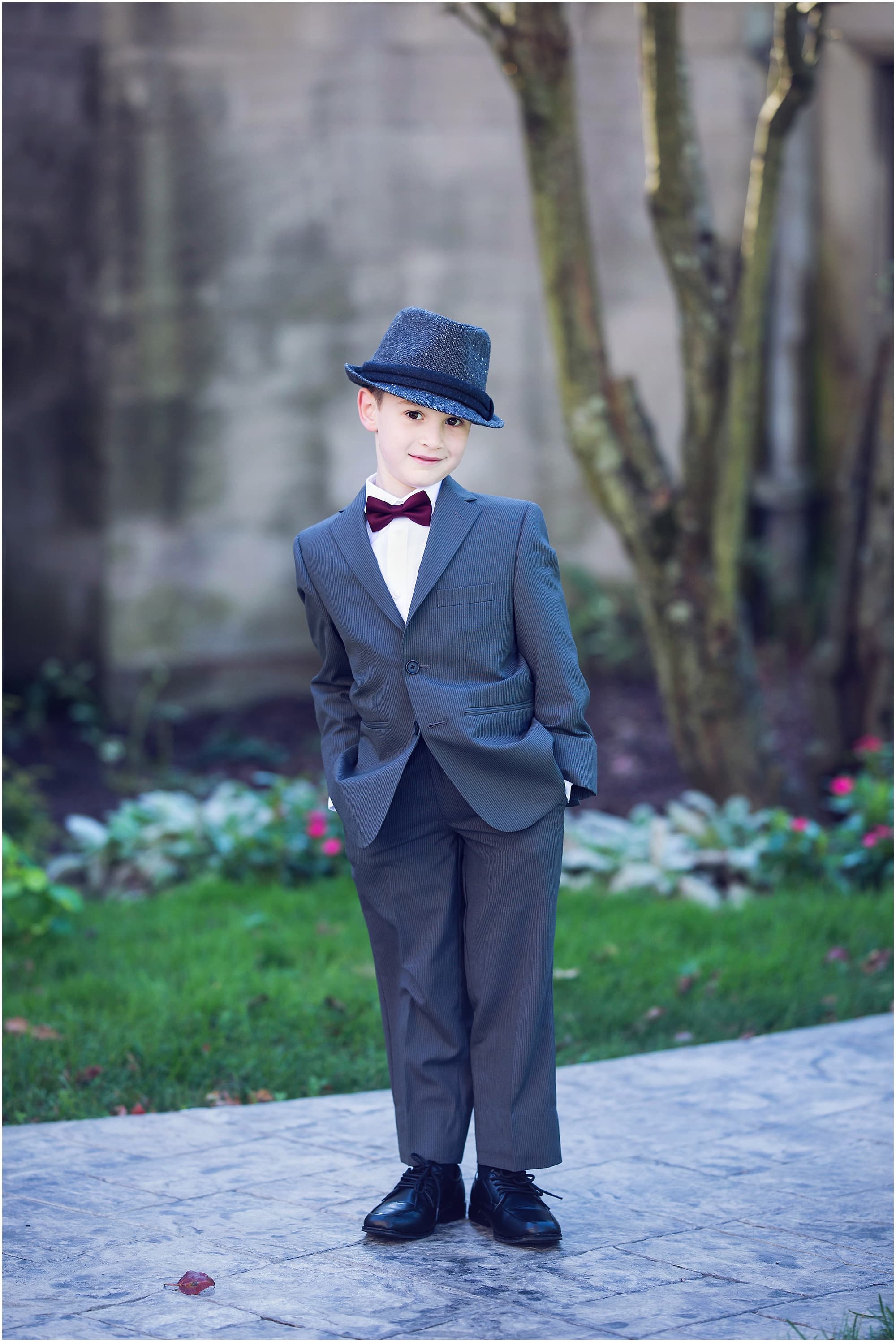little boy wearing suit and bowtie at Hartwood Acres, Pittsburgh