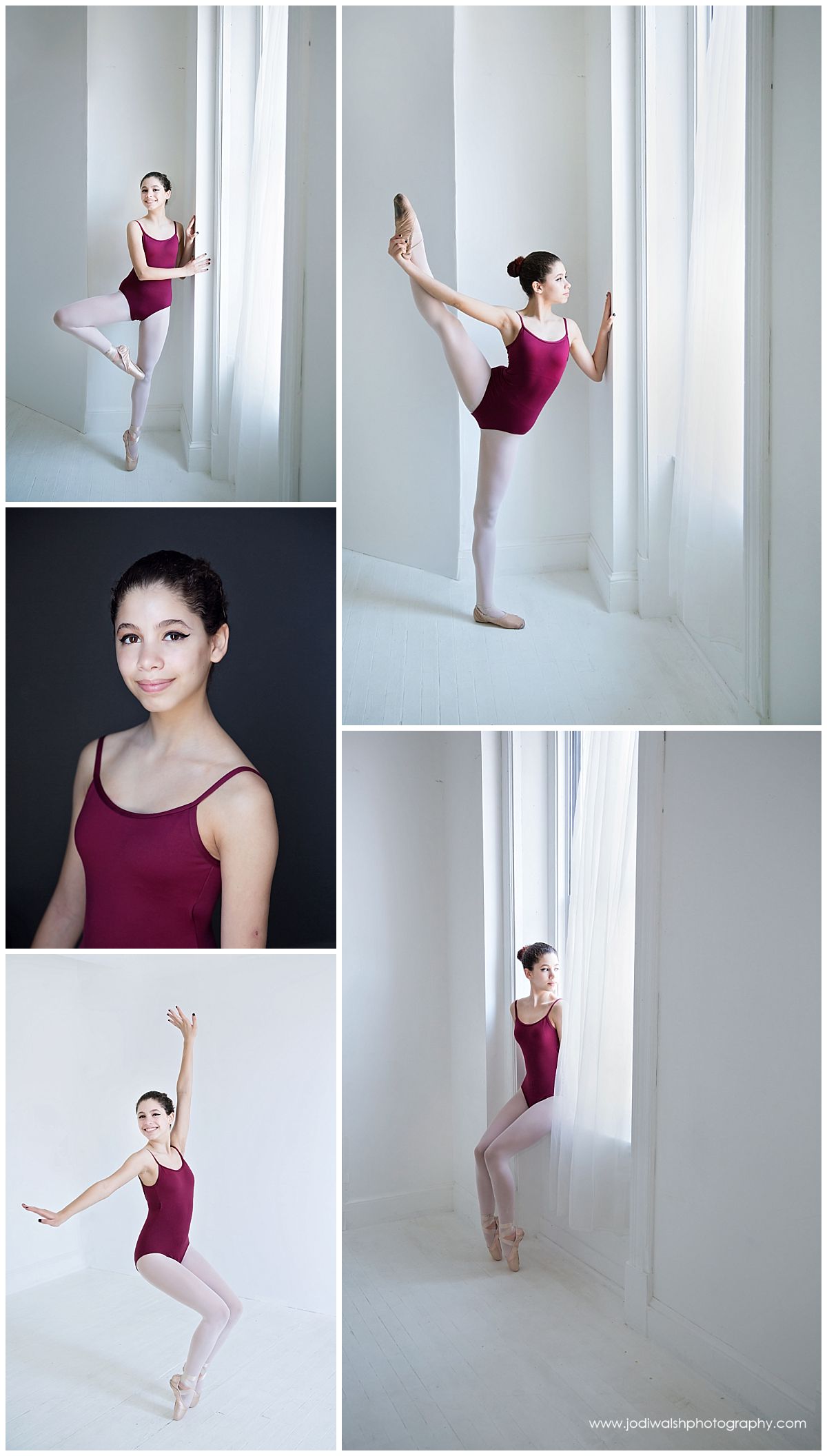 teen ballet dancer in red leotard